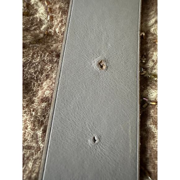 Brooks brothers woman belt gray silver B shaped buckle Italy wide 1.5” M rare main image 7